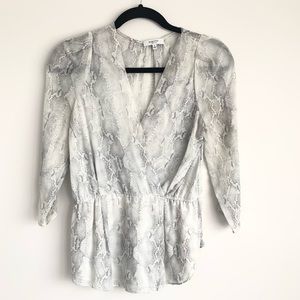 Aritzia Babaton Alexander 100% Silk Print Top